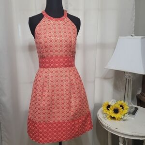 ALI RA Chic Coral Patterned Halter Dress